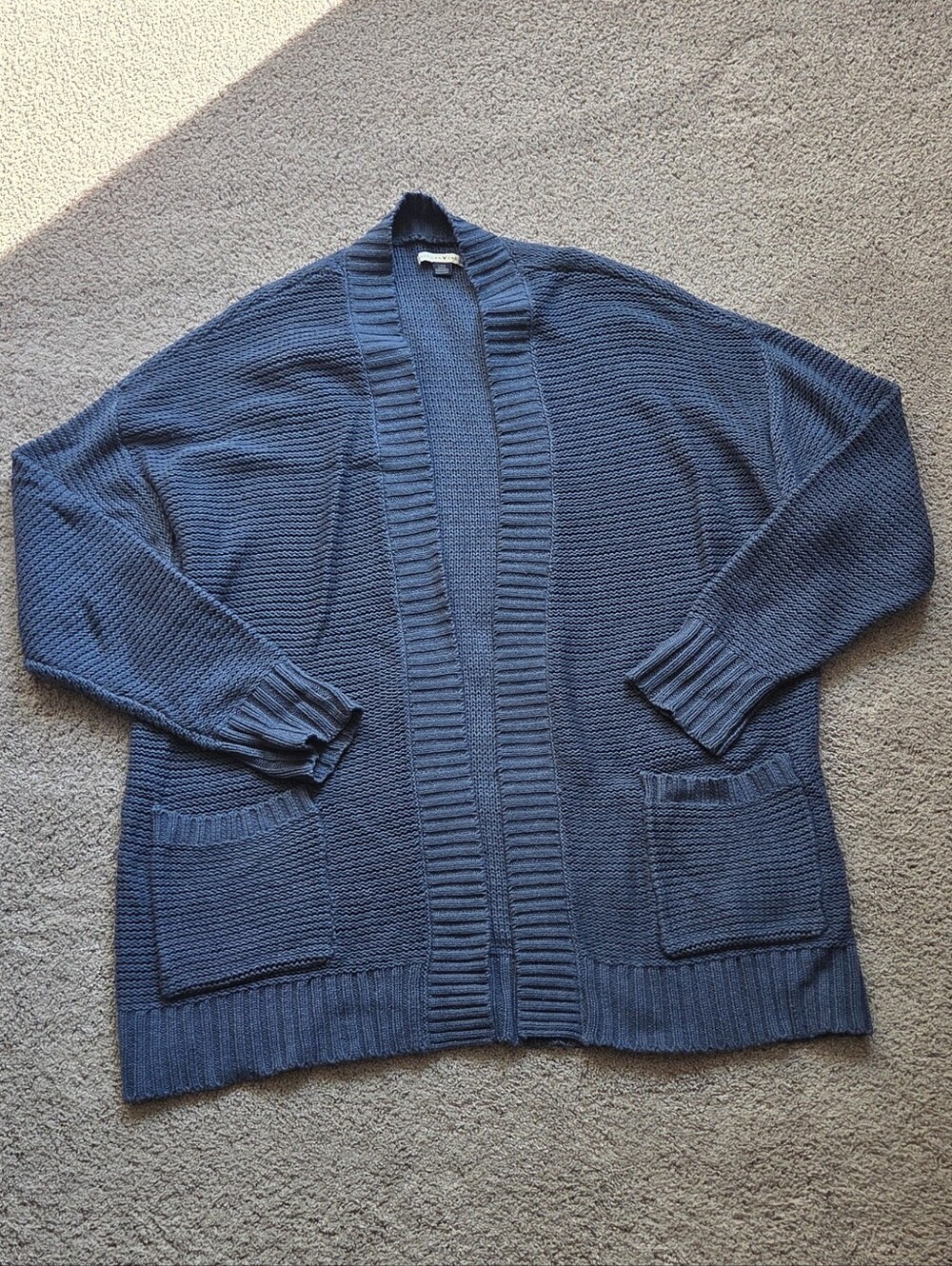 American Eagle Women's Blue Open Cardigan Sweater, Size L Cabincore Minimalist